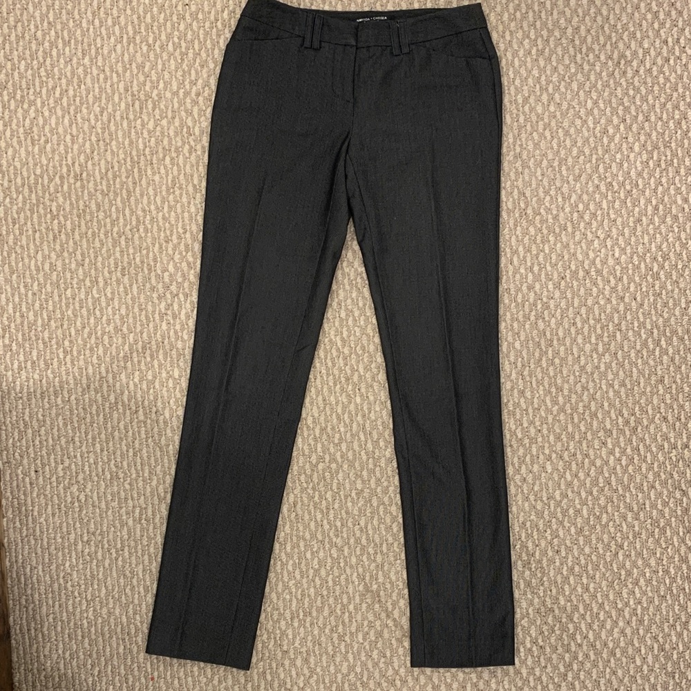 Amanda & Chelsea Grey Black Subtle Patterned Straight Leg Pants